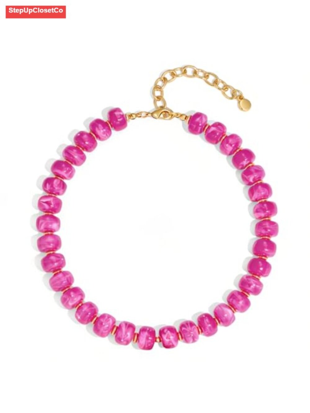 Chunky Resin Beaded Statement Necklace for Women, Boho Summer Jewelry